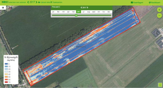 Figuur 3: In deze figuur is het bijmestadvies te zien dat is berekend aan de hand van de gegevens van het perceel en actueel weer.